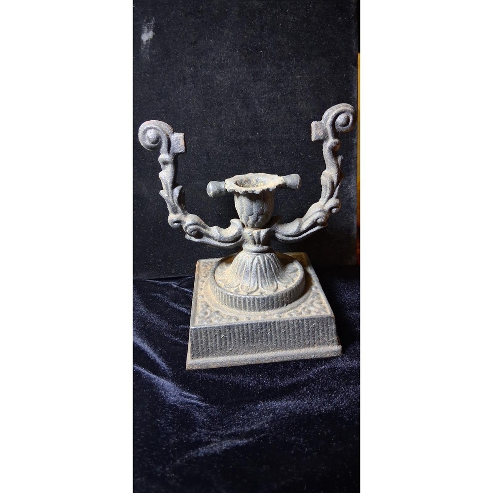 Vintage Wilton Ornate Black Cast Iron Taper Candle Holder Made In USA